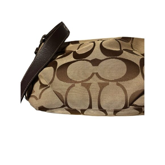 COACH Handbag Shoulder Bag Logo Canvas Leather Beige women's USED FROM JAPAN - Picture 5 of 11